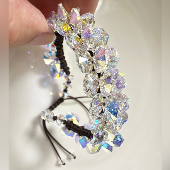 Dazzling AB Austrian Crystal Bracelet, 3 Layer Bracelet 14 + 3 inch #P5 - Picture 3 of 7